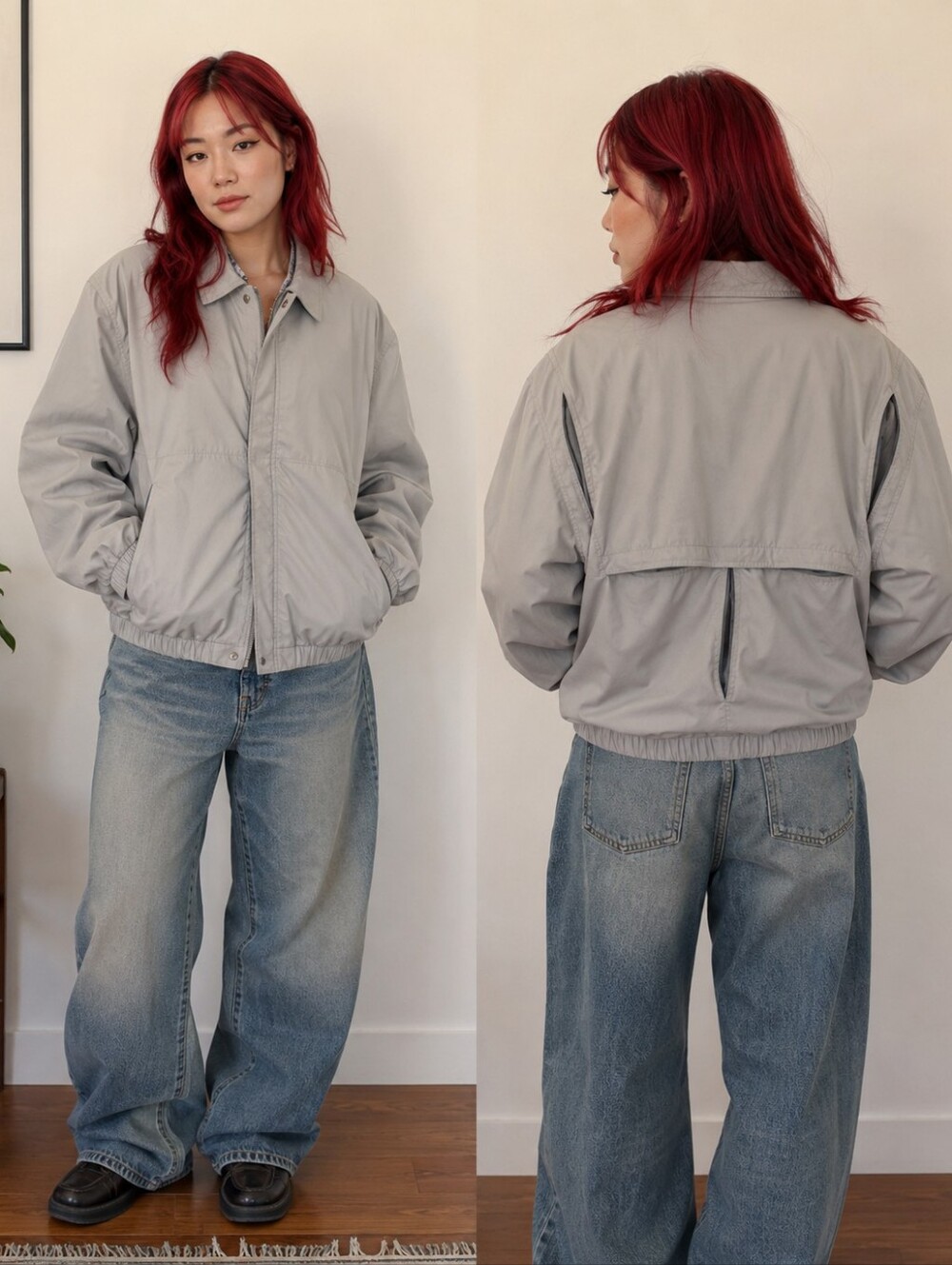 Men's Late 70s Light Gray Bomber Jacket